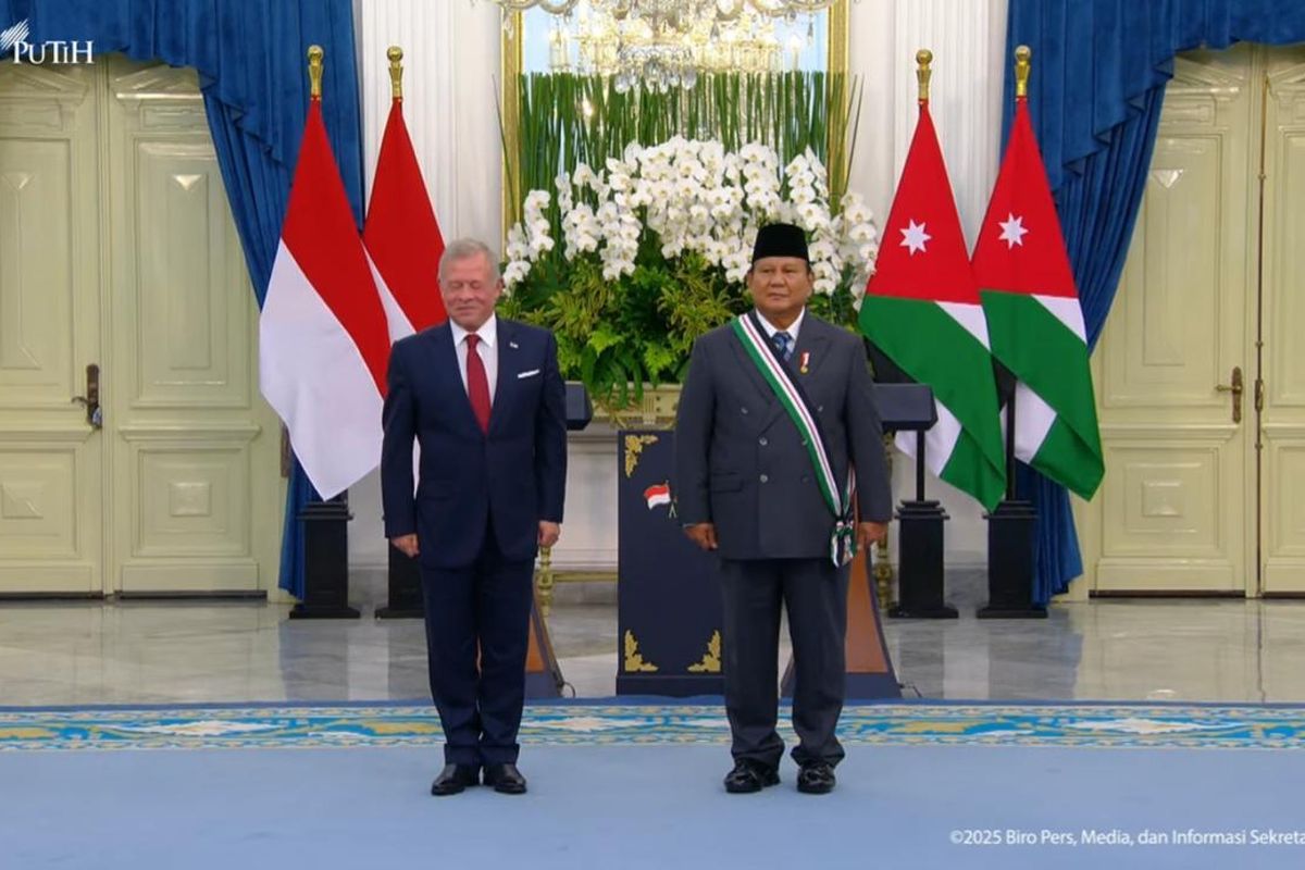 Prabowo Dapat Penghargaan Tertinggi dari Raja Yordania, The Bejeweled Grand Cordon of Al-Nahda